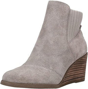 Toms Sadie Cement Suede Pull On Wedge Heel Rounded Toe Ankle Fashion Boots