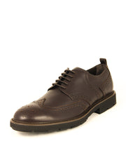 Tod's Men's Derby Brown Leather Elegant Lace Up Wingtip Round Toe Shoes