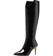 Louise et Cie Kamil Leather Pointed Toe Tall Shaft Boots Black Patent Leather Boot