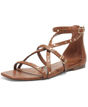 Vince Camuto Seseti Leather Square Toe Strappy Gladiator Sandal BARN BROWN