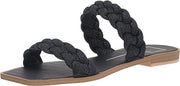 Dolce Vita Indy Indigo Denim Slip On Open Square Toe Woven Straps Flat Sandals