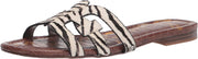 Sam Edelman Bay Ivory/Black Rounded Toe Slip On Leather Strap Flat Slide Sandals