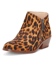 1.State Rosita Leather Boot Brown Multi Leopard Low Cut Designer Ankle Booties