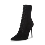 Steve Madden Valency Black Suede Pointed Toe Dress Bootie Boot