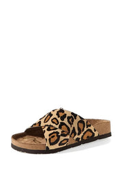 Sam Edelman Audrea New Nude Leopard Slip On Open Round Toe Flats Slides Sandals