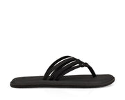 Sanuk Yoga Salty Black Slip On Rounded Open Toe Flip-Flop Summer Sandal