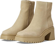 Steve Madden Fella Sand Suede Chunky Block Heel Round Toe Fashion Ankle Boots