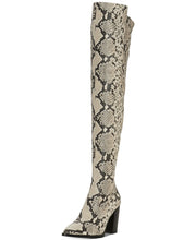 Vince Camuto Cottara Over-The-Knee Black White Snake pointed Western Boots