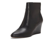 Enzo Angiolini Chrisanta Black Leather Casual Pointed Toe Wedge Ankle Booties