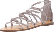 Lucky Brand Anisha Chinchilla White Flat Zipper Open Toe Caged Strappy Sandals