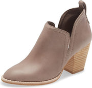 Jeffrey Campbell Rosalee Taupe Rounded Toe Stacked Block Heel Pull On Booties