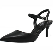 Charles David Black Strappy Ankle Buckle Pointed Toe Low Heel Dress Pumps