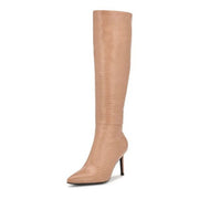 Nine West Ronir Natural Nude Pointed Toe Stiletto Heel Knee High Fashion Boots