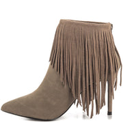 LFL by Lust For Life Shrine Boot Taupe Vegan Pointed Toe Mid Heel Booties