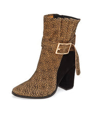 Cecelia New York Erika Block Heeled Boots Mini Cheetah Leopard Suede Booties