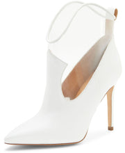 Jessica Simpson Periya Clear White Leather Clear High Heel Pointed Stiletto Boots (7, Clear White)