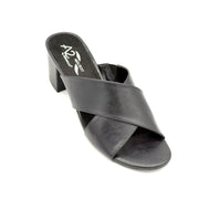 Aerosoles A2 Women's Midday Slide Sandal Black Leather open Toe Block Heel Mule