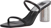 Dolce Vita Noles Disco Black Leather Slip On Squared Toe Strappy Heeled Sandals