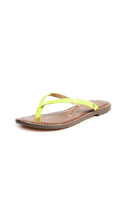 Sam Edelman Gracie Neon Yellow Thong Slip On Slide Flat Sandals